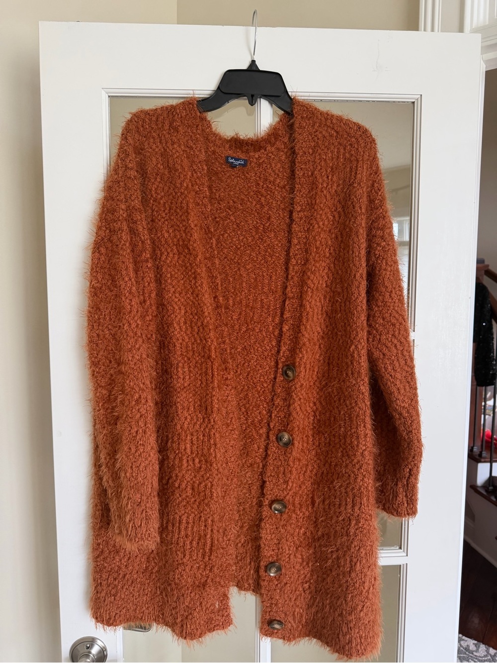 Splendid Burnt Orange Fuzzy Button-Front Cardigan